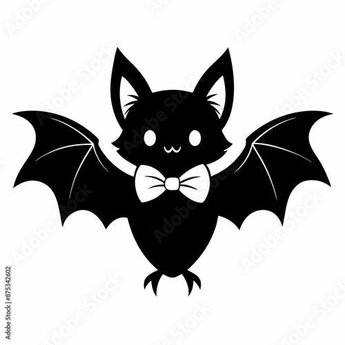 halloween svg,black-coquette-bat-bow-halloween--silhouette-vecto © Vector Art