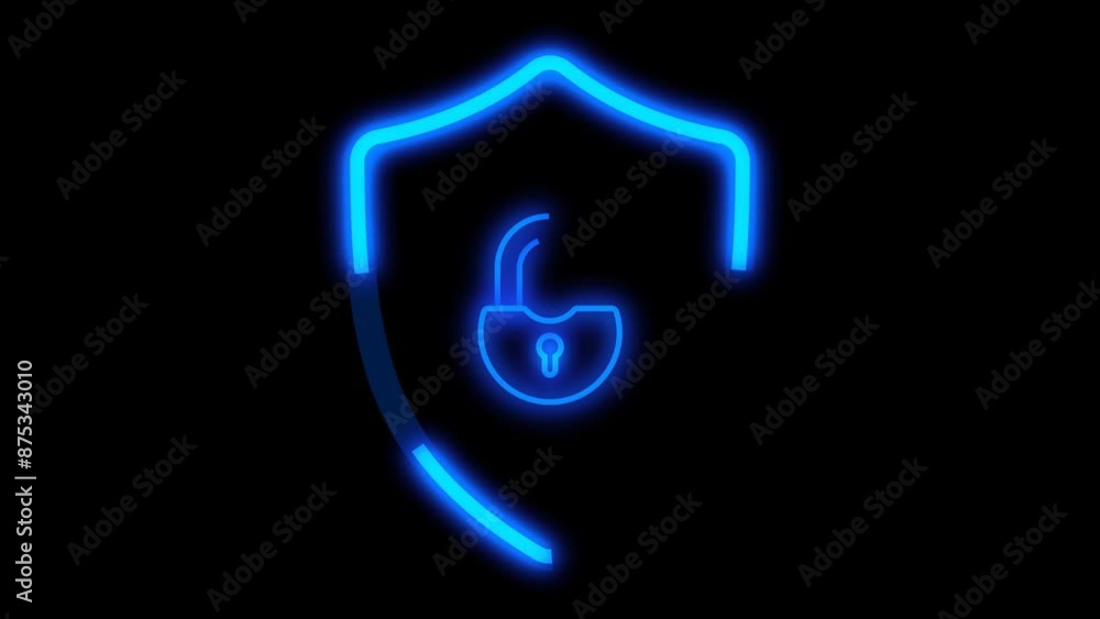 animated shield and padlock icon, network security and network protection concept. animation video with blue neon effect, isolated on alpha channel background(transparent) animated shield and padlock icon, network security and network protection concept. animation video with blue neon effect, isolated on alpha channel background(transparent)