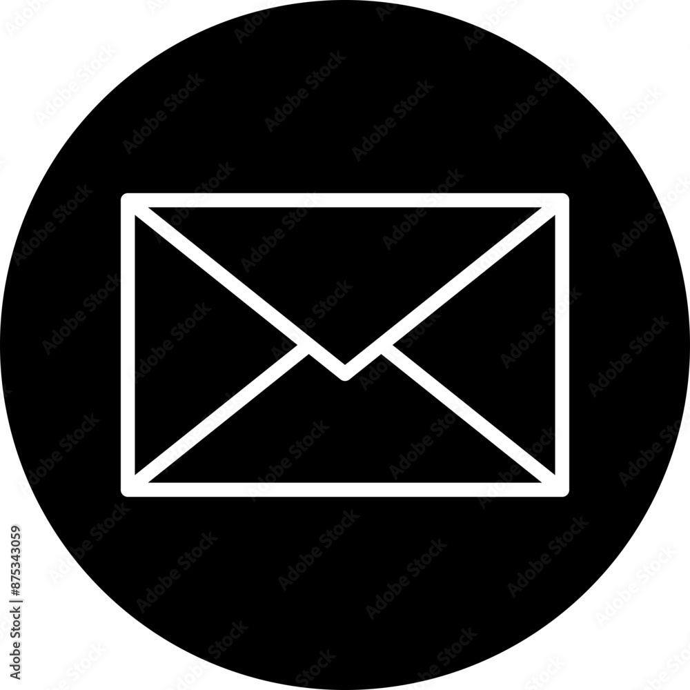 Email Vector Line White Circle Black Email Vector Line White Circle Black