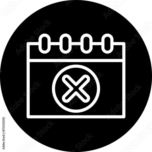  Cancel Event Vector Line White Circle Black