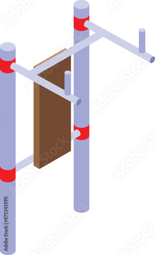 Street workout station isometric icon representing outdoor gym equipment for exercising in a public park