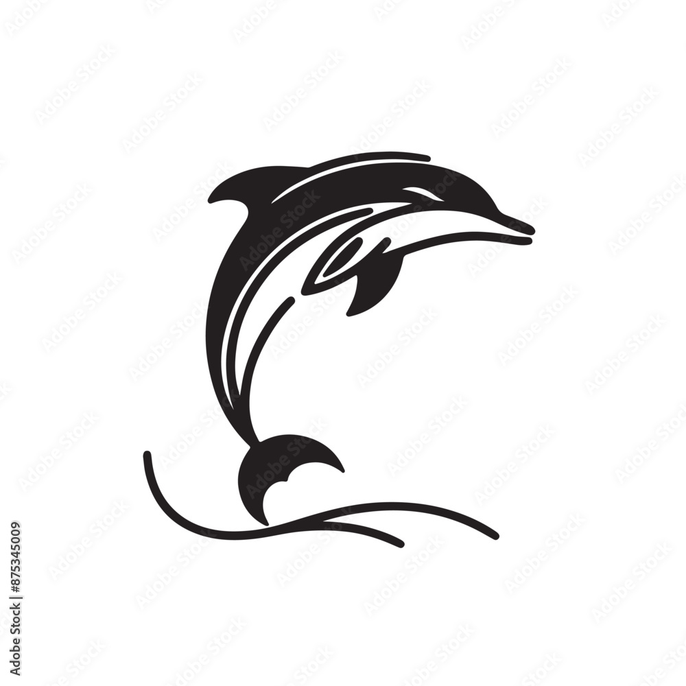Naklejka premium a single line sillahoutte dolphin
