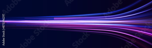 Low-poly construction of fine lines. Vector art of dynamic light motion, light trail, high speed effect, traffic motion. Expressway, the effect of car headlights.	