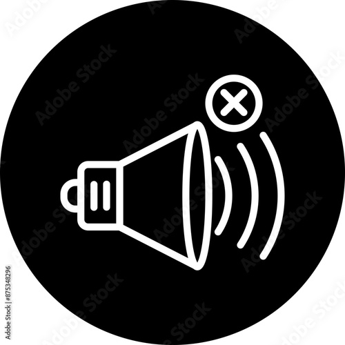 Mute Vector Line White Circle Black