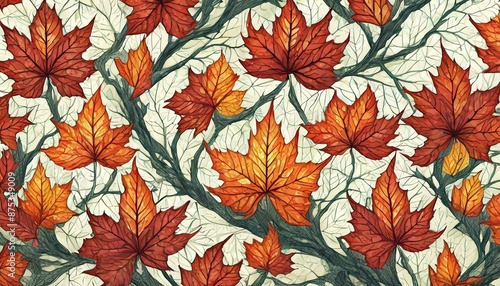 Pattern with leaves. Bright colorful background