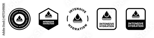Intensive Hydration - vector sign for skin care product packaging design.