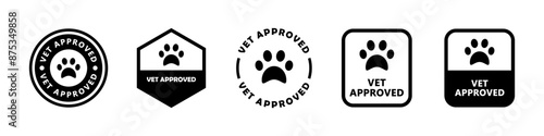 Vet Approved - vector label for pet products packaging label.