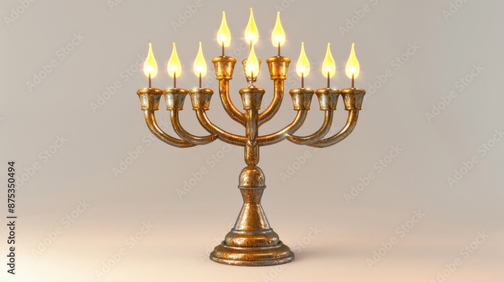 Golden menorah with five candles Golden menorah with five candles
