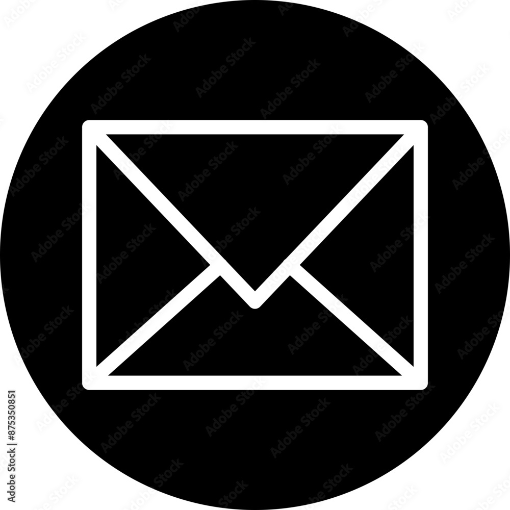 Email Vector Line White Circle Black Email Vector Line White Circle Black