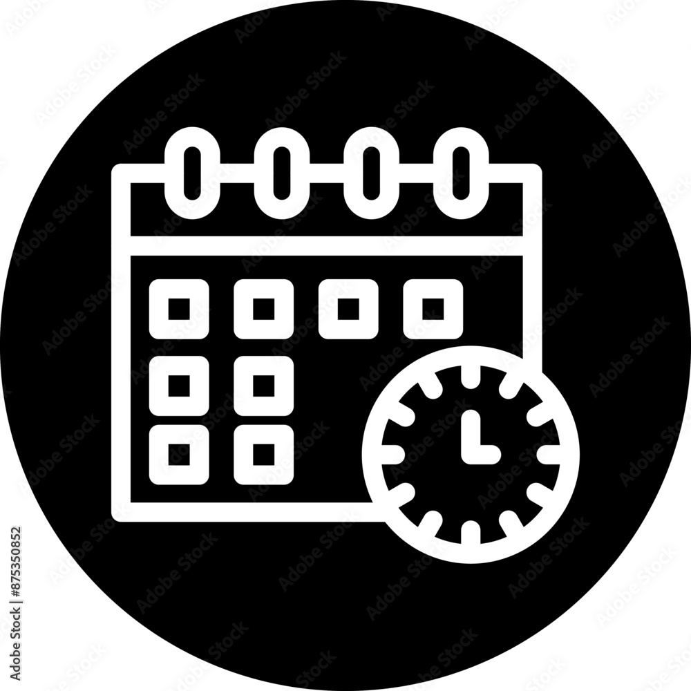 Time Management Vector Line White Circle Black Time Management Vector Line White Circle Black