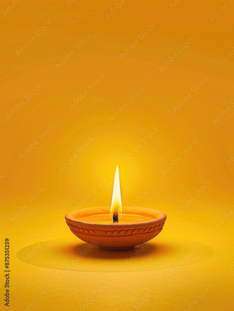 Candle Lit on Yellow Background Candle Lit on Yellow Background