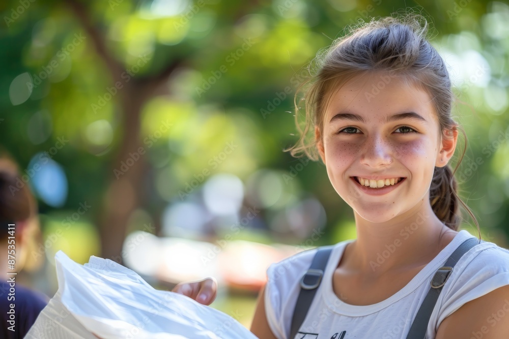 A young girl with a cheerful smile is casually dressed and in an outdoor setting with lush greenery in the background. Her friendly demeanor adds warmth to the scene. A young girl with a cheerful smile is casually dressed and in an outdoor setting with lush greenery in the background. Her friendly demeanor adds warmth to the scene.