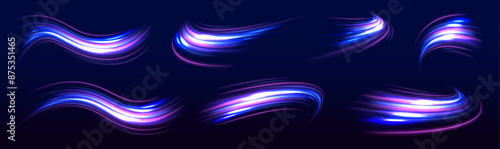 Vector swirl trail effect. Abstract vector fire circles, sparkling swirls and energy light spiral frames. Glow luminous glitter shimmer trail.	