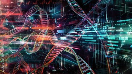 Futuristic DNA Sequences in a Digital World © Irina