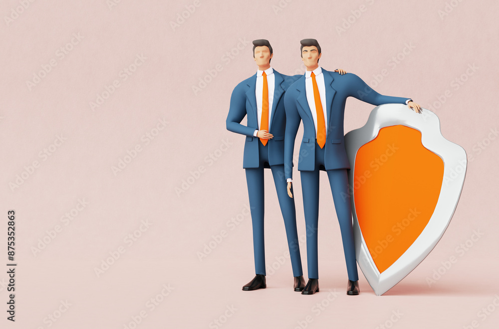 Image Representing Renege Succsissful Businessman with shield, representing cyber security and ...