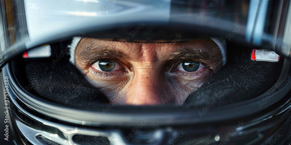 Intense Eyes Through a Helmet Visor Intense Eyes Through a Helmet Visor