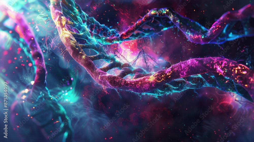 Vibrant DNA Helix in a Fantasy Sci-Fi Setting Vibrant DNA Helix in a Fantasy Sci-Fi Setting