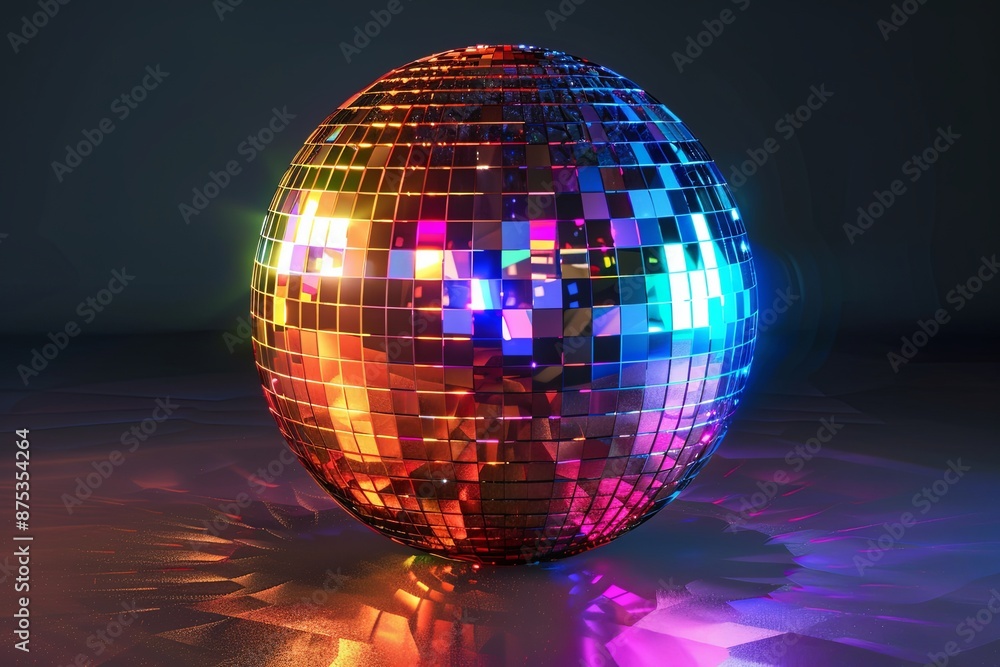 Obraz premium Disco Ball with Rainbow Lights.