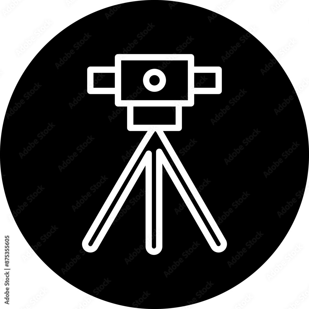 Surveyor's Equipment Vector Line White Circle Black Surveyor's Equipment Vector Line White Circle Black
