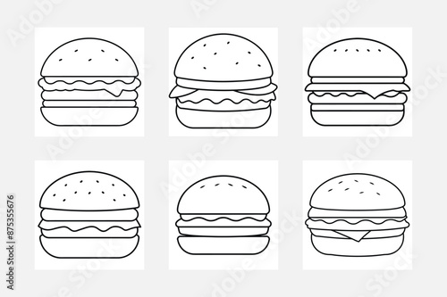 Set of burger line art 