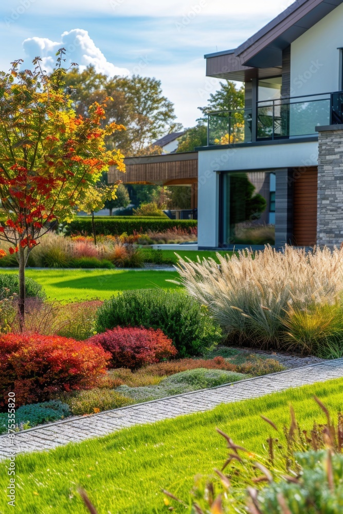 Fototapeta premium Suburban home with garden