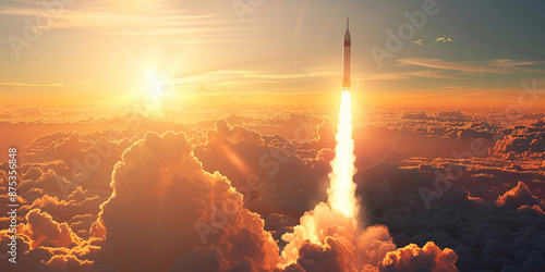 Rocket Launch at Sunset © Omtuanmuda