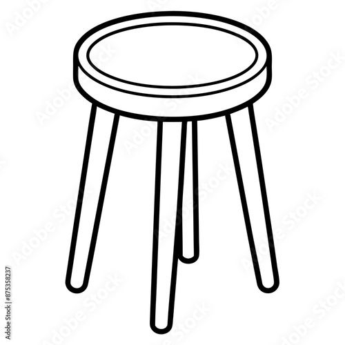 tabouret outline coloring book page line art illustration digital drawing