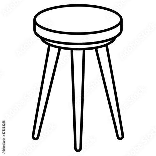tabouret outline coloring book page line art illustration digital drawing