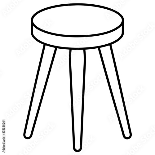 tabouret outline coloring book page line art illustration digital drawing