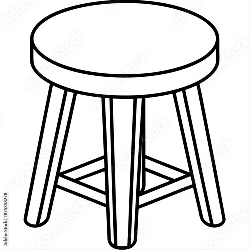 tabouret outline coloring book page line art illustration digital drawing