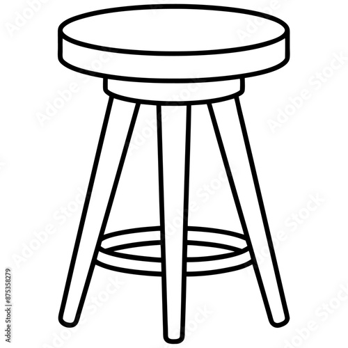 tabouret outline coloring book page line art illustration digital drawing