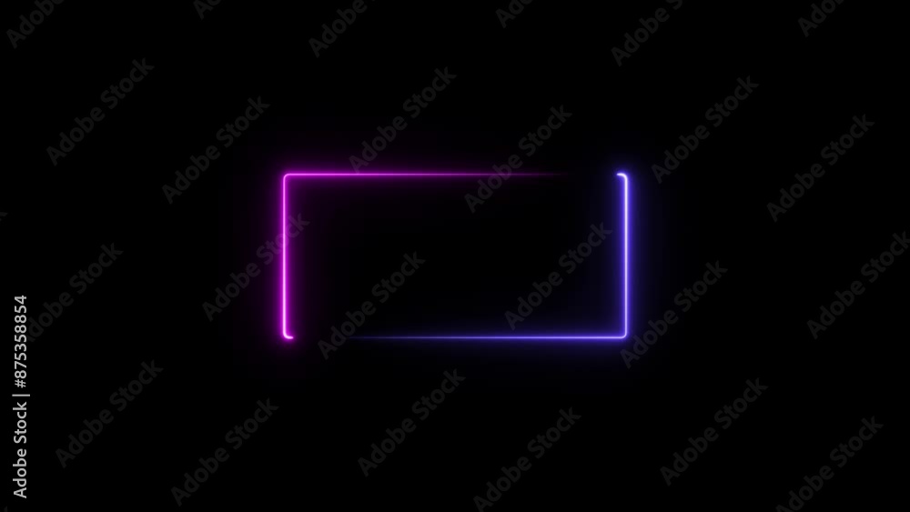 Neon Rectangle Border .Blue and pink neon rectangle frame. Black background 4k animation Neon Rectangle Border .Blue and pink neon rectangle frame. Black background 4k animation