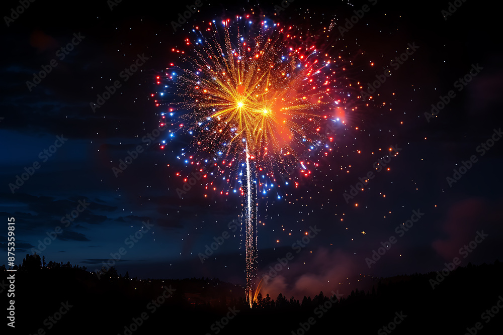 Brilliant fireworks illuminating the night sky against a black background, creating a stunning and vibrant explosion of colors and light Brilliant fireworks illuminating the night sky against a black background, creating a stunning and vibrant explosion of colors and light