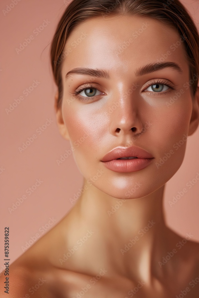 A beautiful woman with a pink background. A beautiful woman with a pink background.