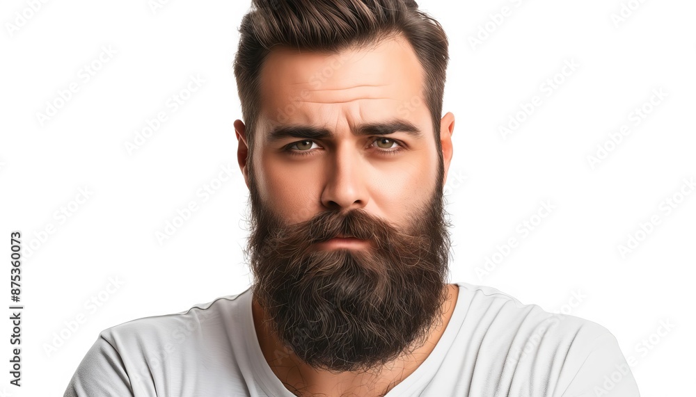 Fototapeta premium A man with a beard and a white shirt.