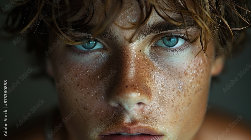 Close-up man facial freckles on the face, Facial health care and cosmetics concept. Close-up man facial freckles on the face, Facial health care and cosmetics concept.