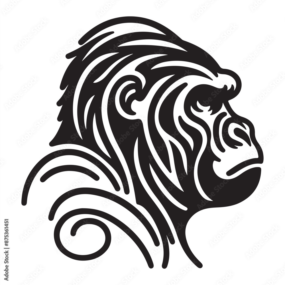 Obraz premium a single line sillahoutte gorila