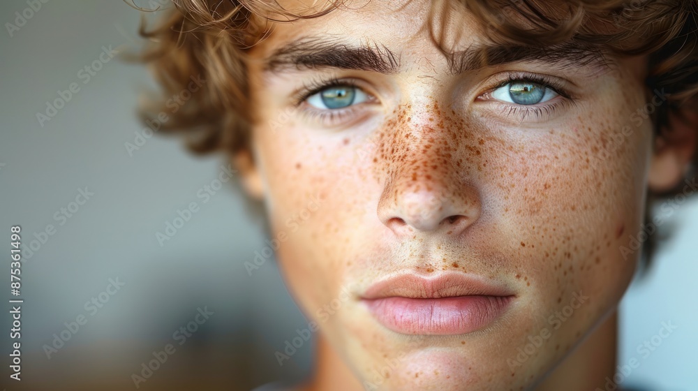 Close-up of facial freckles on the face, Facial health care and cosmetics concept. Close-up of facial freckles on the face, Facial health care and cosmetics concept.