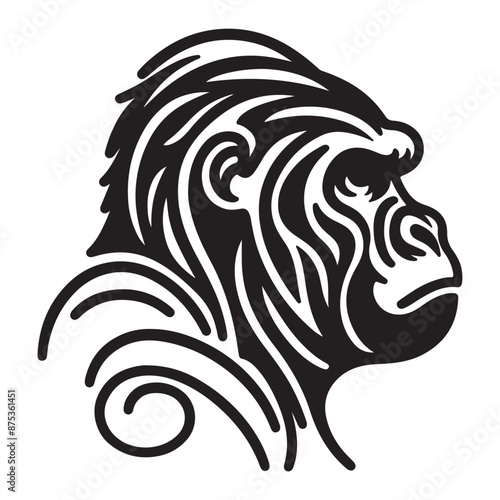 Wallpaper Mural a single line sillahoutte gorila Torontodigital.ca