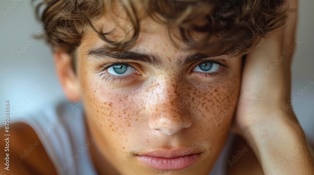 Close-up of facial freckles on the face. Facial health care and cosmetics concept. Close-up of facial freckles on the face. Facial health care and cosmetics concept.