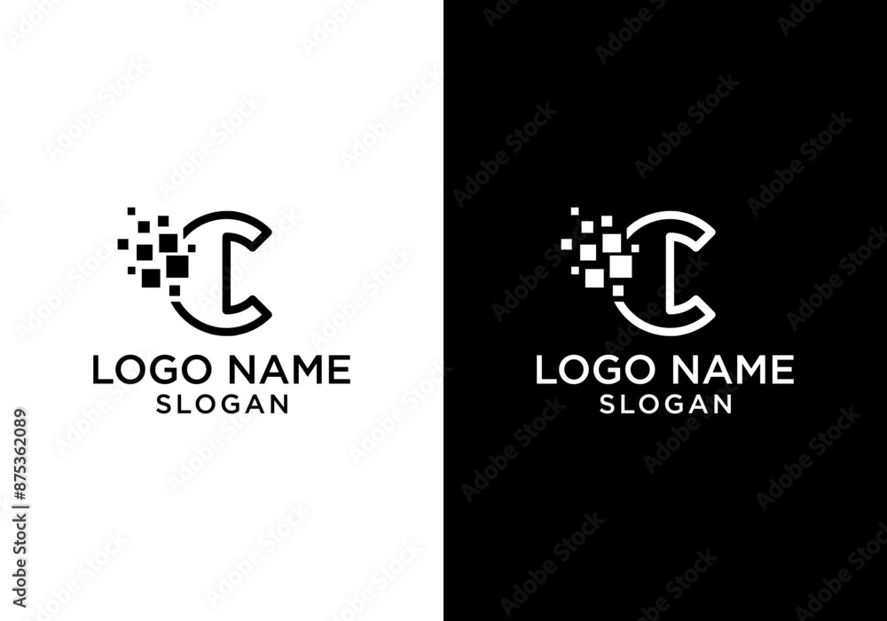 Letter C Pixel Logo vector design Stock Vector | Adobe Stock