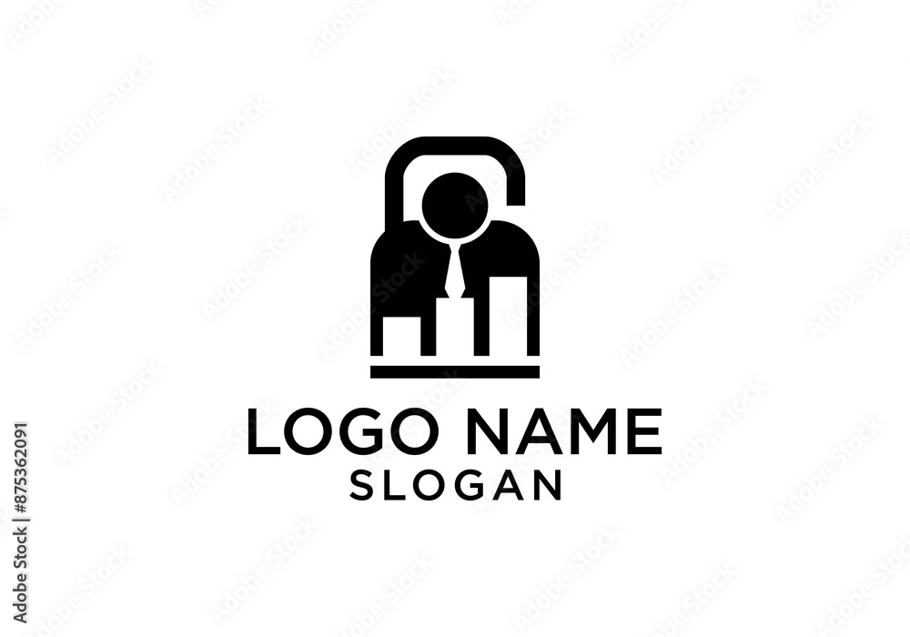 padlock logo with bar chart padlock logo with bar chart