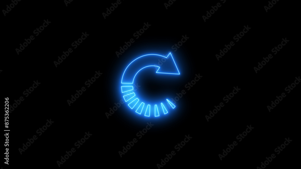 Neon circle loading icon. Glowing Colorful Loaders symble. Neon upload download round icon. Neon circle loading icon. Glowing Colorful Loaders symble. Neon upload download round icon.