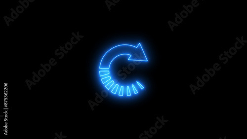 Neon circle loading icon. Glowing Colorful Loaders symble. Neon upload download round icon.
