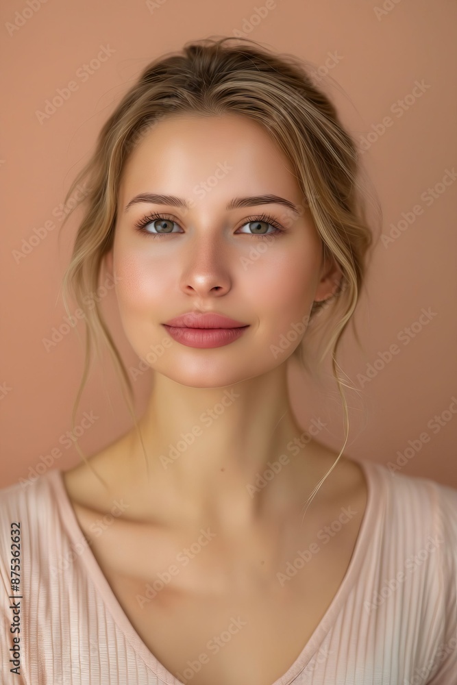 Naklejka premium A beautiful woman with blue eyes looking at the camera.