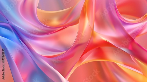 Wallpaper Mural 3D render of a colorful abstract background with smooth, flowing prism shapes Torontodigital.ca