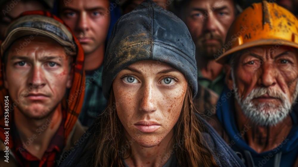 Determined Group of Diverse Workers in Protective Gear - Industrial Workforce Unity Concept. Generative ai Determined Group of Diverse Workers in Protective Gear - Industrial Workforce Unity Concept. Generative ai