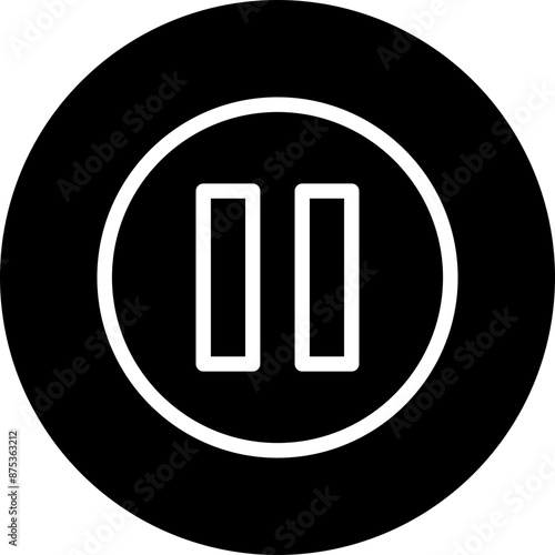 Pause Vector Line White Circle Black