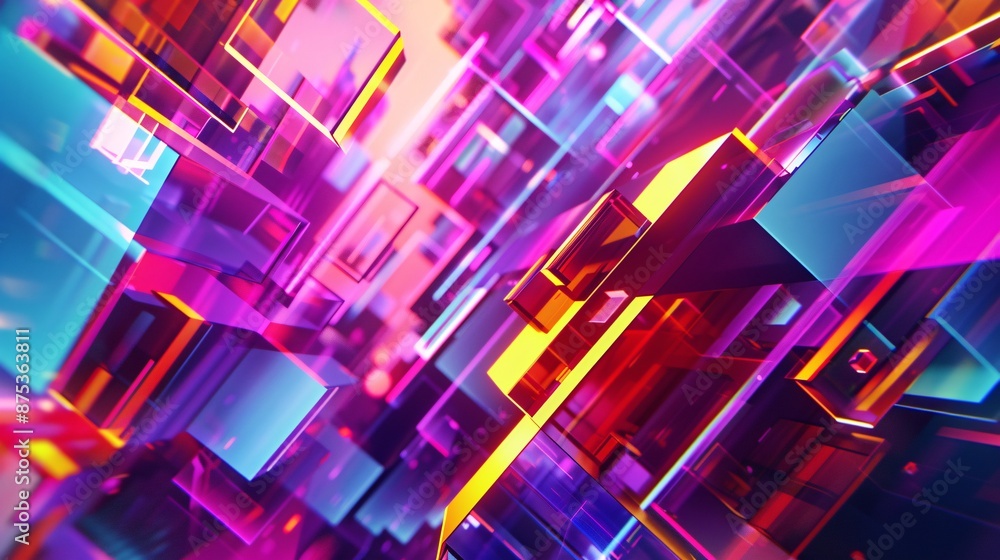 3D render of a dynamic abstract background with bright colorful geometric patterns 3D render of a dynamic abstract background with bright colorful geometric patterns