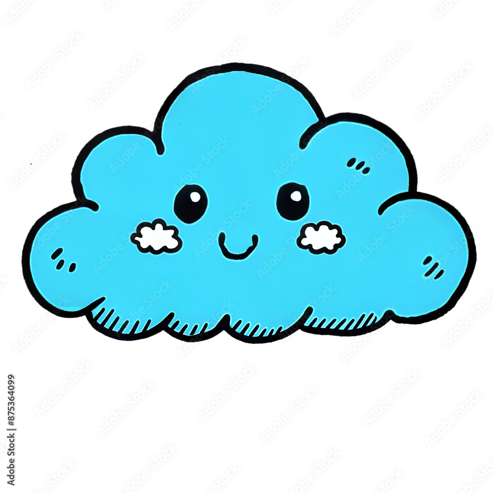 Blue cartoon cloud with a happy face Blue cartoon cloud with a happy face